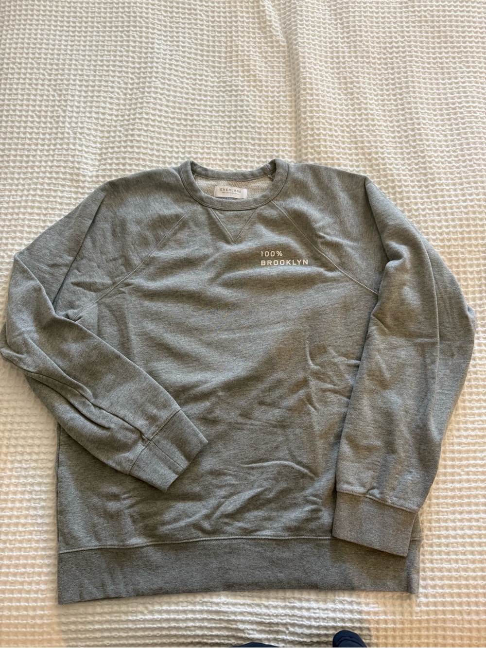 Everlane Gray Crewneck Sweatshirt with '100% Brooklyn' Print